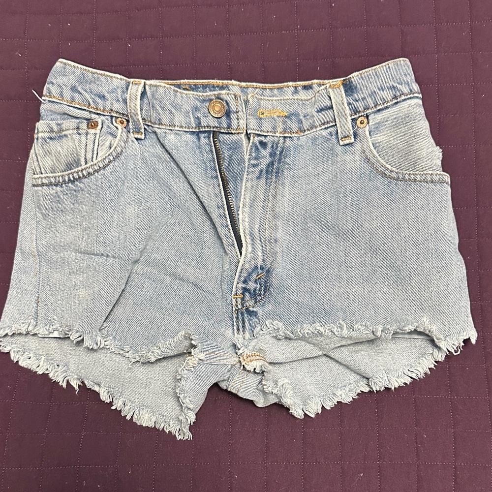 Levi's Light Blue Frayed Jean Shorts
